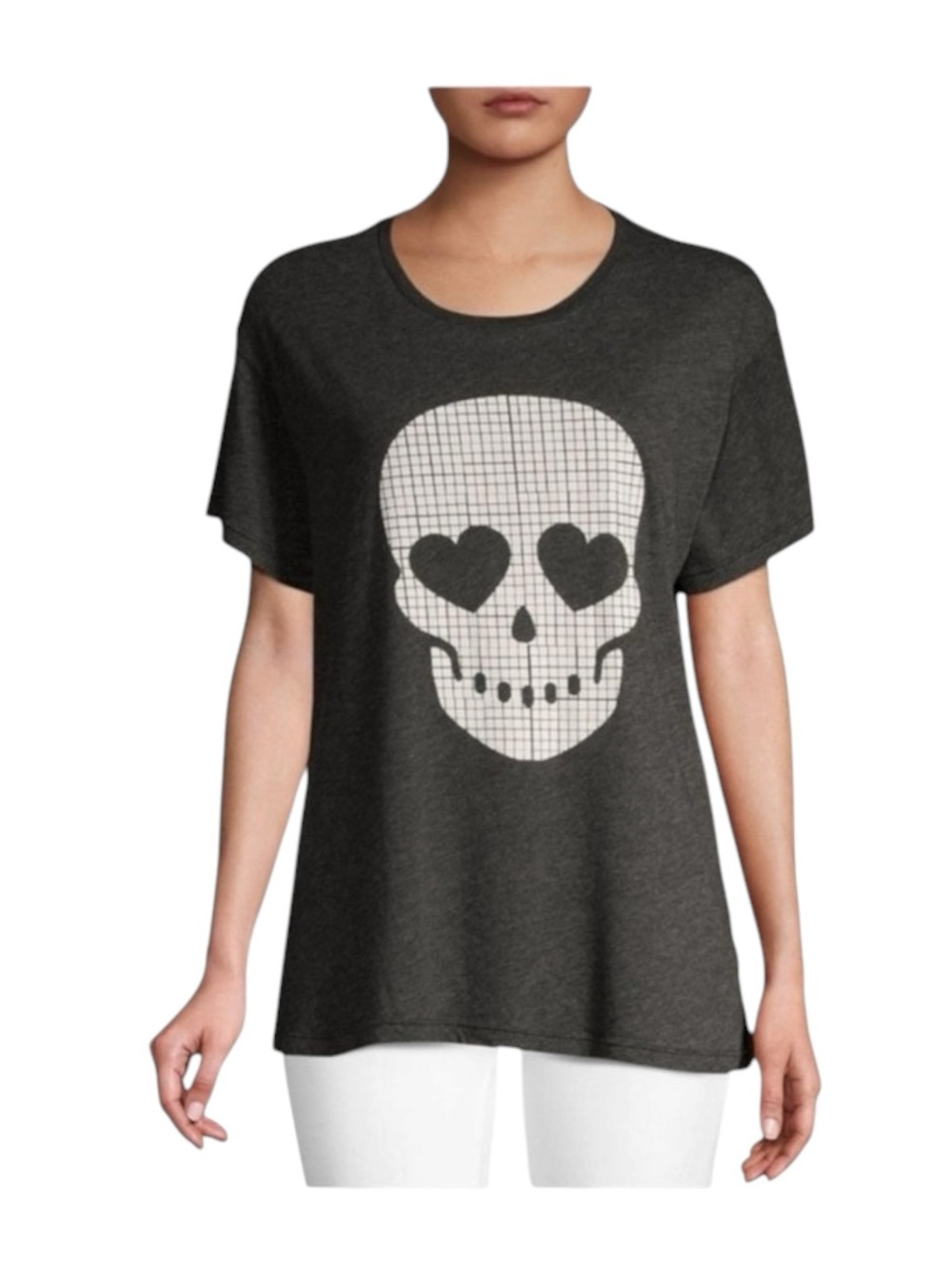OG: new Wildfox Couture ☻ Manchester Mosaic Foil Skull Tee Shirt ☻︎ White Silver - Picture 4 of 16